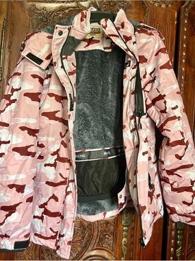 Pink Camo Ski Jacket with Faux-Fur Lining